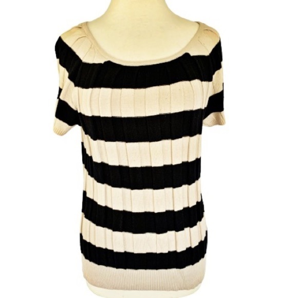 **5/$20** Joesph A. Striped Pleated Short Sleeve Knit Top XL - Picture 1 of 5